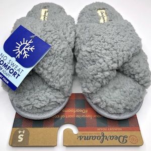 DEARFOAMS Faux Sherpa Memory Foam Slippers Very cushiony Gray /Sleet Size S 5-6